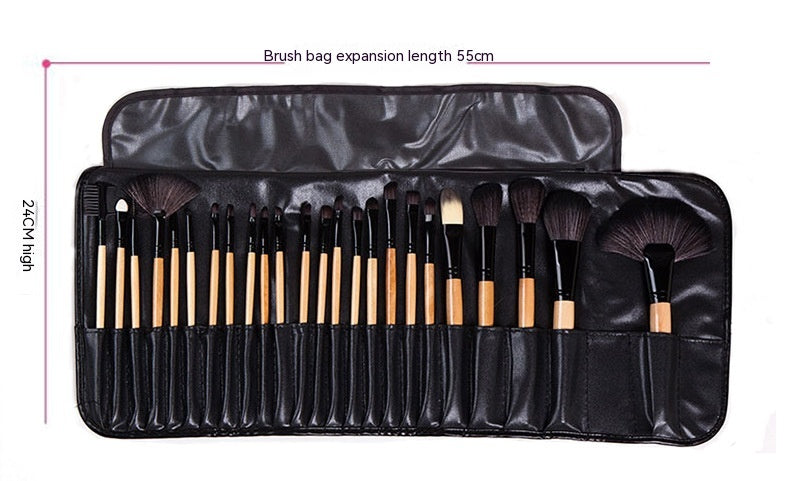 24 PCs Makeup Brush With Horse Hair Black Wood Color Makeup Full Set