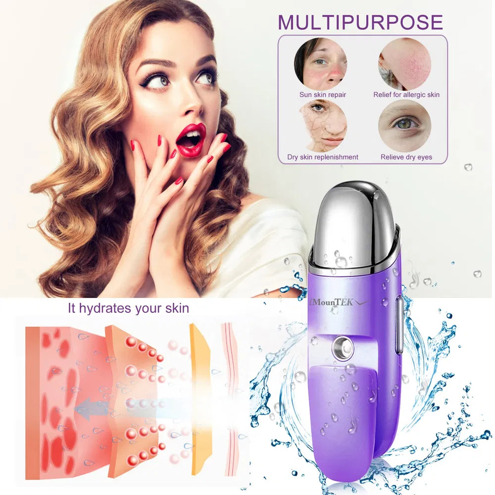 Nano Facial Mister Nano Cool Mist Facial Sprayer Portable Handy Face Steamer Moisturizing Massager USB Charge